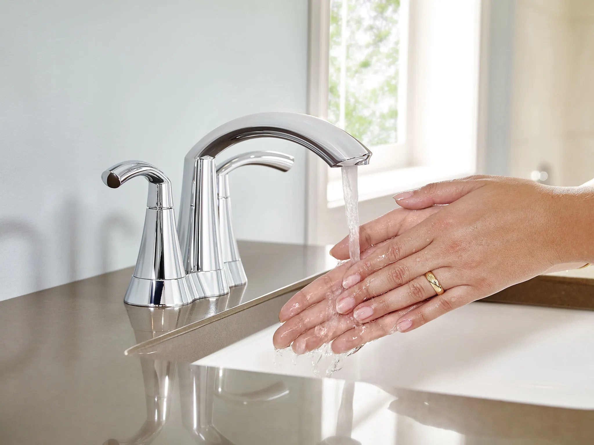 MOEN 6172BL Glyde Two-Handle Centerset Bathroom Sink Faucet - Matte Black
