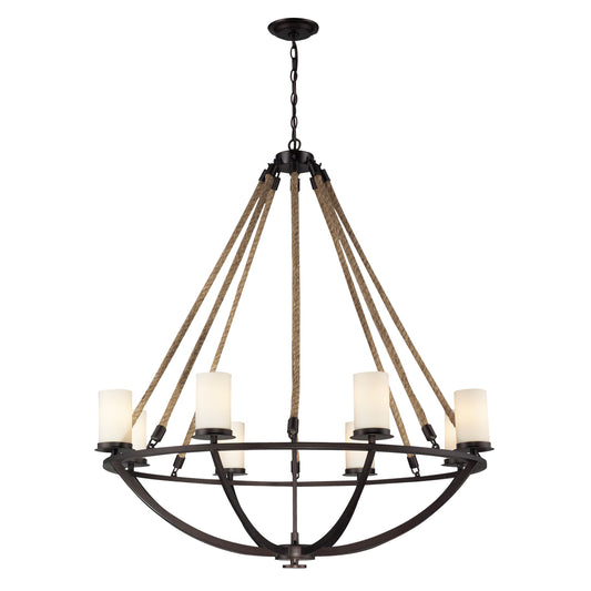 ELK SHOWROOM 63043-8 Natural Rope 41'' Wide 8-Light Chandelier - Aged Bronze