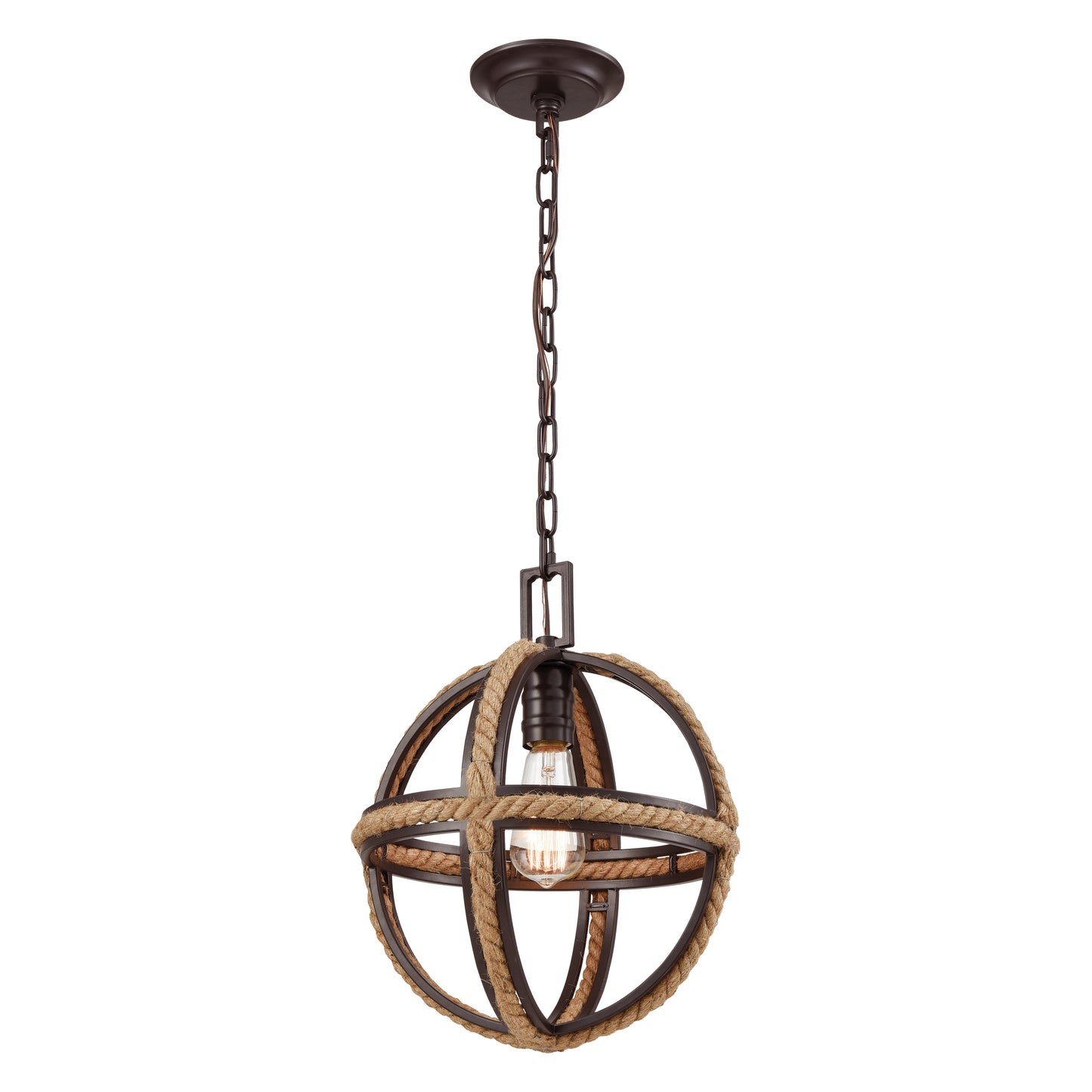 ELK SHOWROOM 63063-1 Natural Rope 12'' Wide 1-Light Mini Pendant - Oil Rubbed Bronze