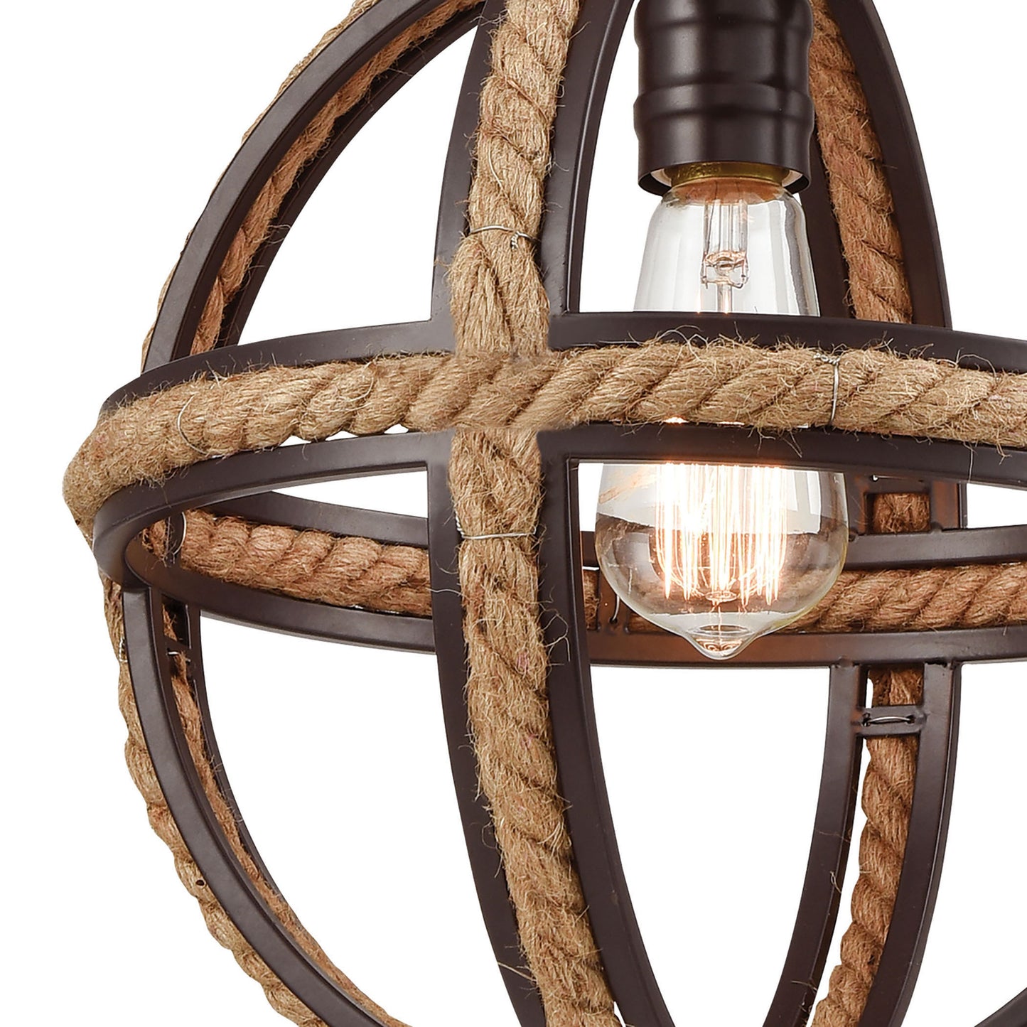 ELK SHOWROOM 63063-1 Natural Rope 12'' Wide 1-Light Mini Pendant - Oil Rubbed Bronze