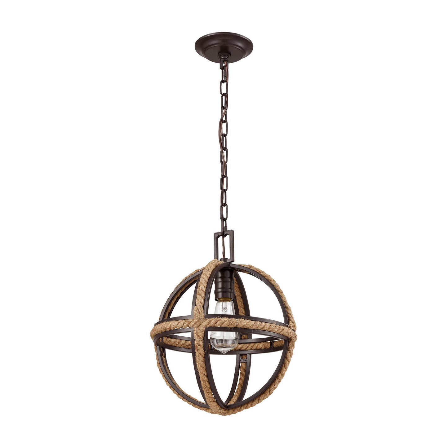 ELK SHOWROOM 63063-1 Natural Rope 12'' Wide 1-Light Mini Pendant - Oil Rubbed Bronze