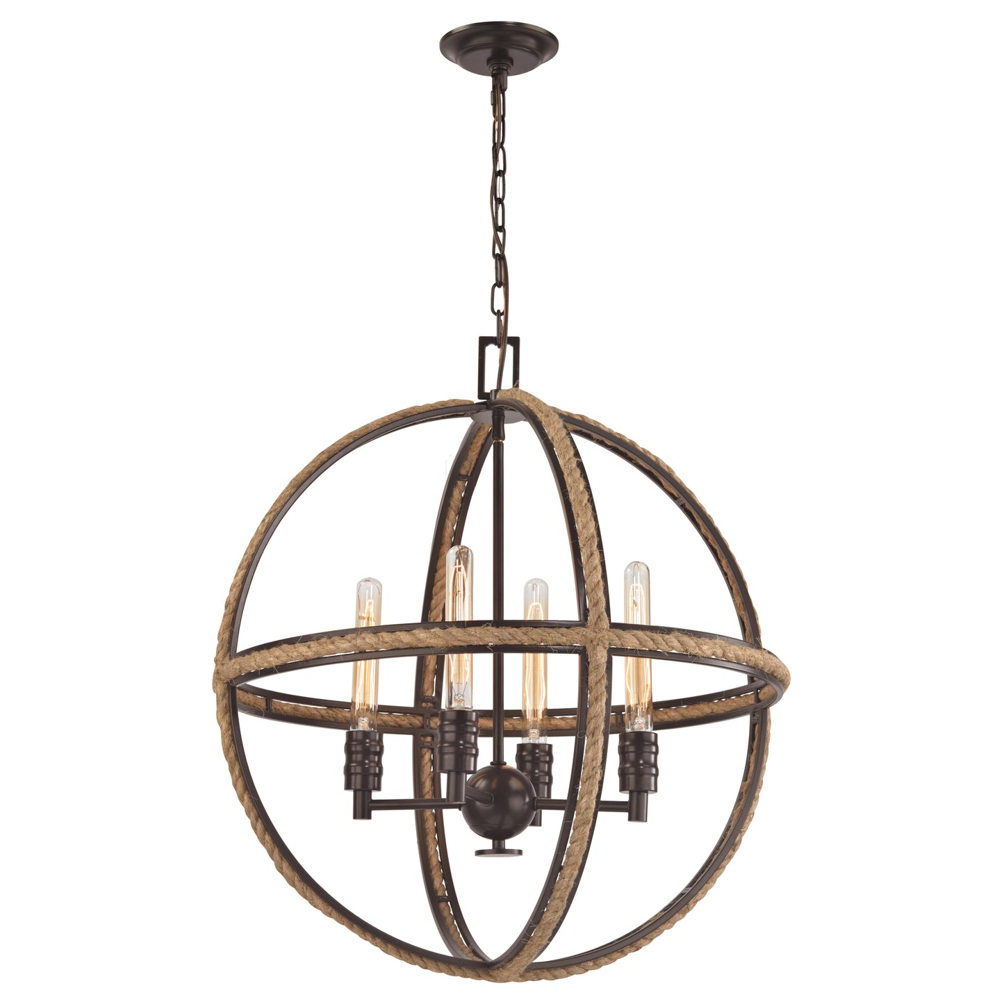 ELK SHOWROOM 63065-4 Natural Rope 24'' Wide 4-Light Chandelier - Oil Rubbed Bronze