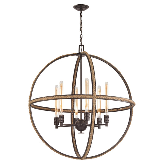 ELK SHOWROOM 63066-6 Natural Rope 34'' Wide 6-Light Chandelier - Oil Rubbed Bronze