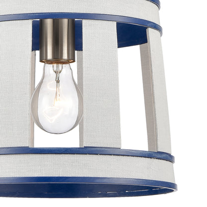 ELK SHOWROOM 63116/1 White Burlap 10'' Wide 1-Light Pendant - Ocean Blue