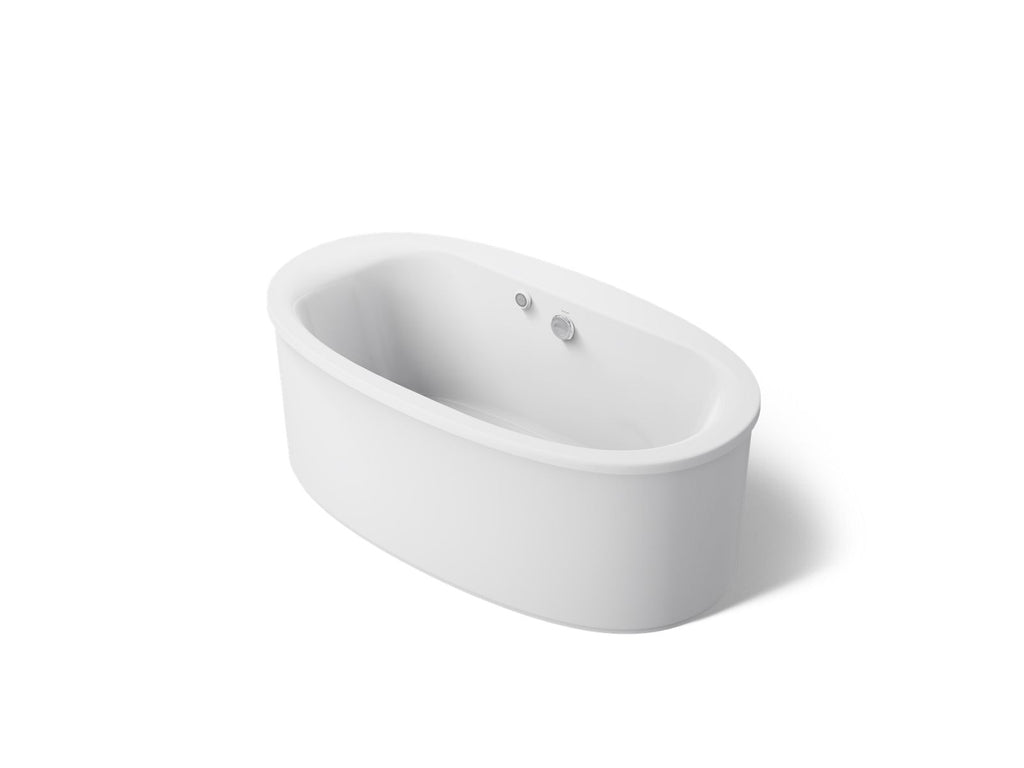 KOHLER K-6368-W1-0 Sunstruck 65-1/2" X 35-1/2" Freestanding Bath With Bask Heated Surface And Straight Shroud - White