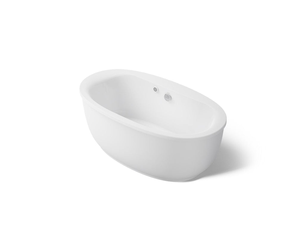 KOHLER K-6369-W1-0 Sunstruck 65-1/2" X 35-1/2" Oval Freestanding Bath With Bask Heated Surface And Fluted Shroud - White