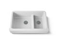 KOHLER K-6426-0 Whitehaven Smart Divide 35-1/2" Undermount Double-Bowl Farmhouse Kitchen Sink With Short Apron - White