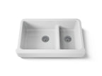 KOHLER K-6426-0 Whitehaven Smart Divide 35-1/2" Undermount Double-Bowl Farmhouse Kitchen Sink With Short Apron - White
