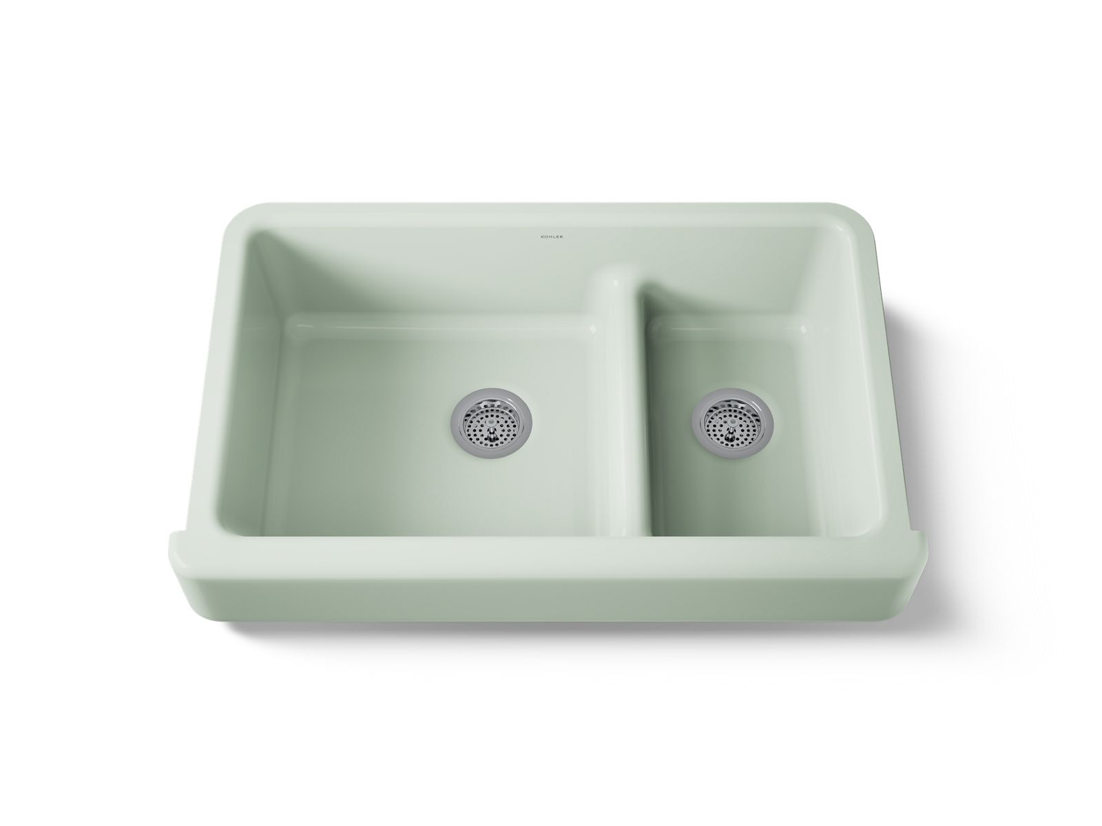 KOHLER K-6426-42 Whitehaven Smart Divide 35-1/2" Undermount Double-Bowl Farmhouse Kitchen Sink With Short Apron - Aspen Green