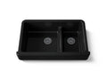 KOHLER K-6426-7 Whitehaven Smart Divide 35-1/2" Undermount Double-Bowl Farmhouse Kitchen Sink With Short Apron - Black Black