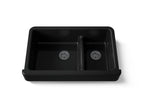 KOHLER K-6426-7 Whitehaven Smart Divide 35-1/2" Undermount Double-Bowl Farmhouse Kitchen Sink With Short Apron - Black Black