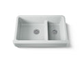 KOHLER K-6426-95 Whitehaven Smart Divide 35-1/2" Undermount Double-Bowl Farmhouse Kitchen Sink With Short Apron - Ice Grey