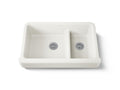 KOHLER K-6426-96 Whitehaven Smart Divide 35-1/2" Undermount Double-Bowl Farmhouse Kitchen Sink With Short Apron - Biscuit