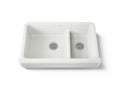 KOHLER K-6426-NY Whitehaven Smart Divide 35-1/2" Undermount Double-Bowl Farmhouse Kitchen Sink With Short Apron - Dune