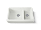 KOHLER K-6426-NY Whitehaven Smart Divide 35-1/2" Undermount Double-Bowl Farmhouse Kitchen Sink With Short Apron - Dune