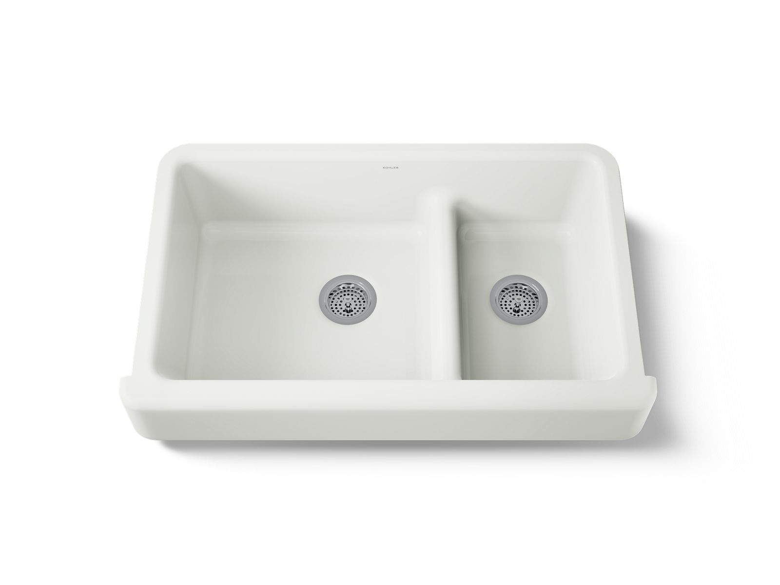KOHLER K-6426-NY Whitehaven Smart Divide 35-1/2" Undermount Double-Bowl Farmhouse Kitchen Sink With Short Apron - Dune