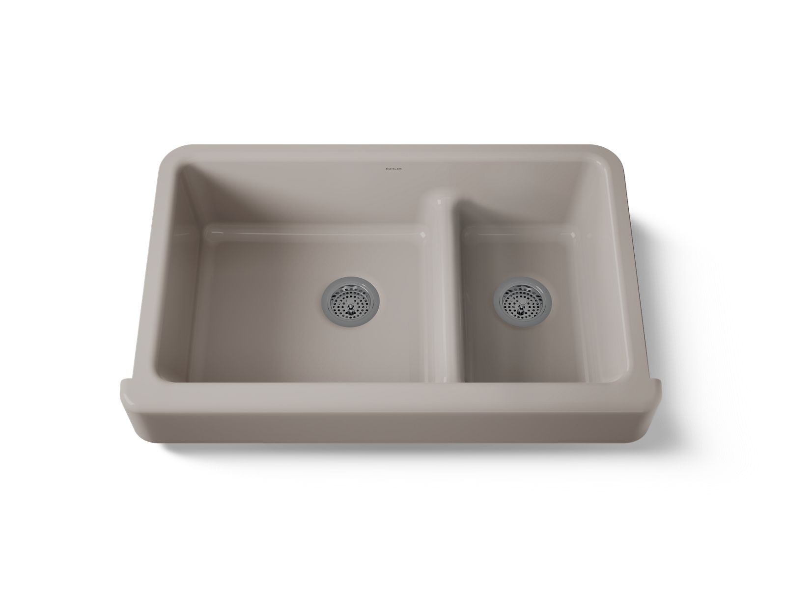 KOHLER K-6426-TRF Whitehaven Smart Divide 35-1/2" Undermount Double-Bowl Farmhouse Kitchen Sink With Short Apron - Truffle