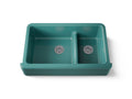 KOHLER K-6427-17 Whitehaven Smart Divide 35-3/4" Undermount Double-Bowl Farmhouse Kitchen Sink - Teal