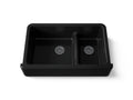 KOHLER K-6427-7 Whitehaven Smart Divide 35-3/4" Undermount Double-Bowl Farmhouse Kitchen Sink - Black Black