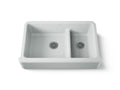 KOHLER K-6427-95 Whitehaven Smart Divide 35-3/4" Undermount Double-Bowl Farmhouse Kitchen Sink - Ice Grey
