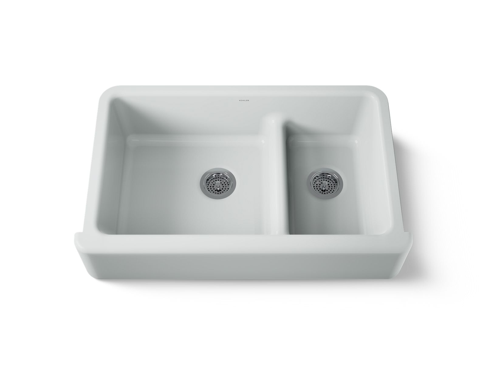 KOHLER K-6427-95 Whitehaven Smart Divide 35-3/4" Undermount Double-Bowl Farmhouse Kitchen Sink - Ice Grey