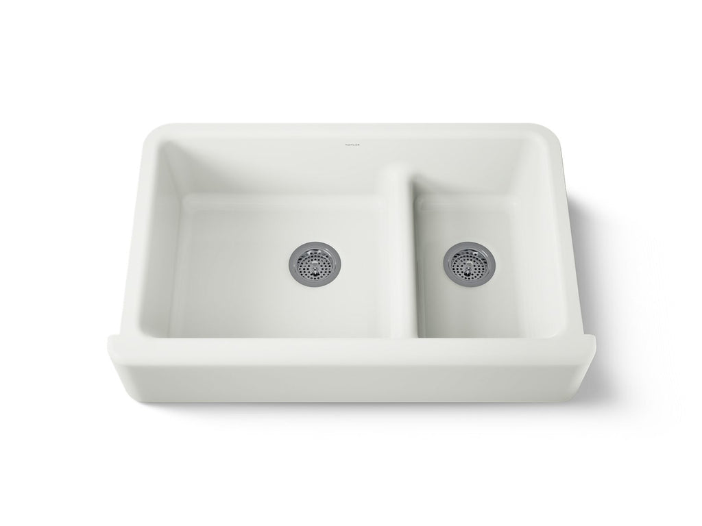 KOHLER K-6427-NY Whitehaven Smart Divide 35-3/4" Undermount Double-Bowl Farmhouse Kitchen Sink - Dune
