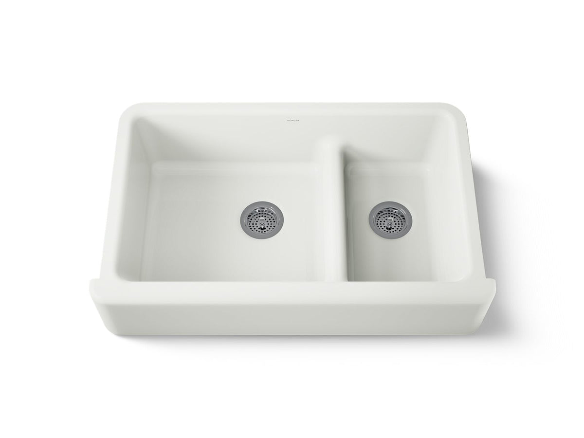 KOHLER K-6427-NY Whitehaven Smart Divide 35-3/4" Undermount Double-Bowl Farmhouse Kitchen Sink - Dune