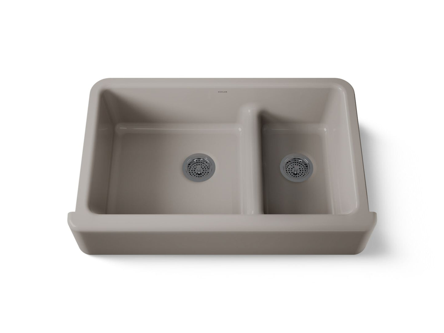 KOHLER K-6427-TRF Whitehaven Smart Divide 35-3/4" undermount double-bowl farmhouse kitchen sink - Truffle