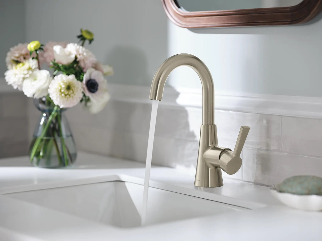 MOEN 64430BN Jase One-Handle Single Hole Bathroom Sink Faucet - Brushed Nickel
