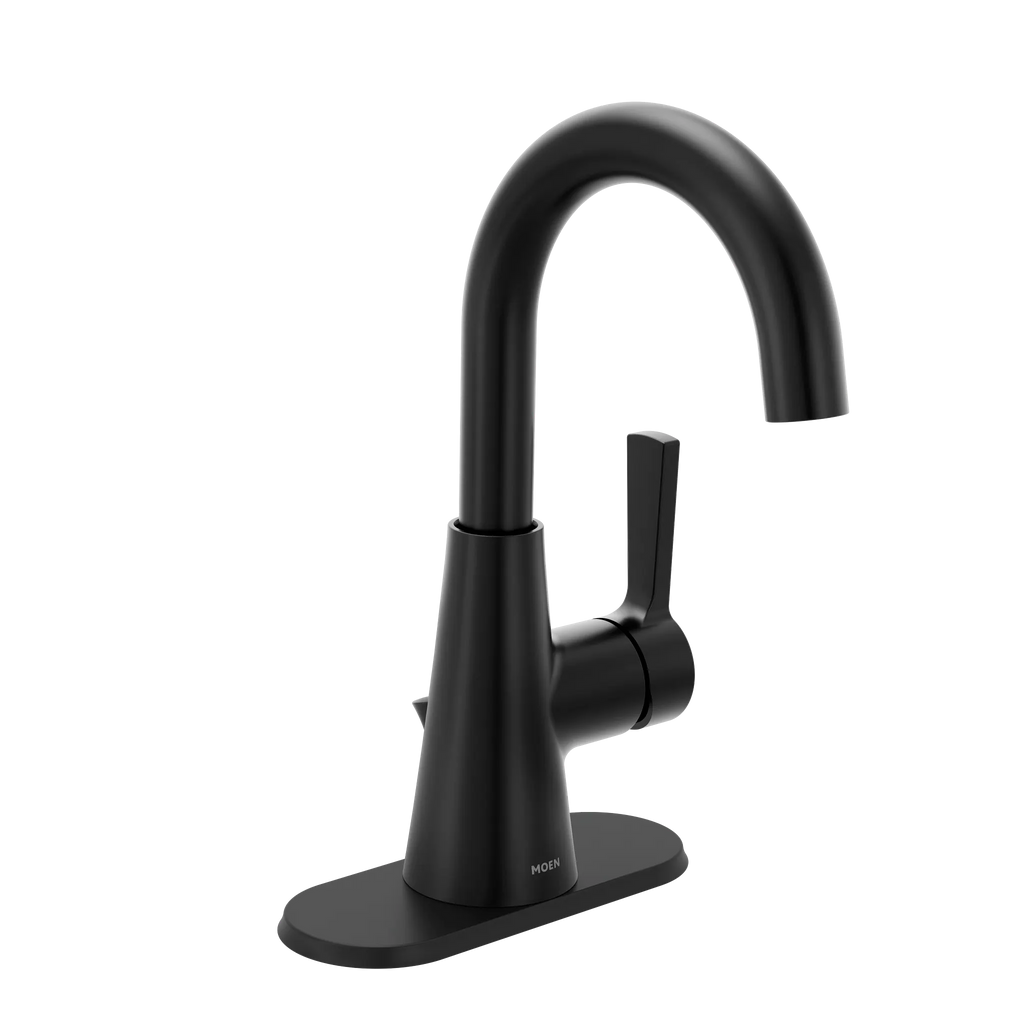 MOEN 64430BL Jase One-Handle Single Hole Bathroom Sink Faucet - Matte Black