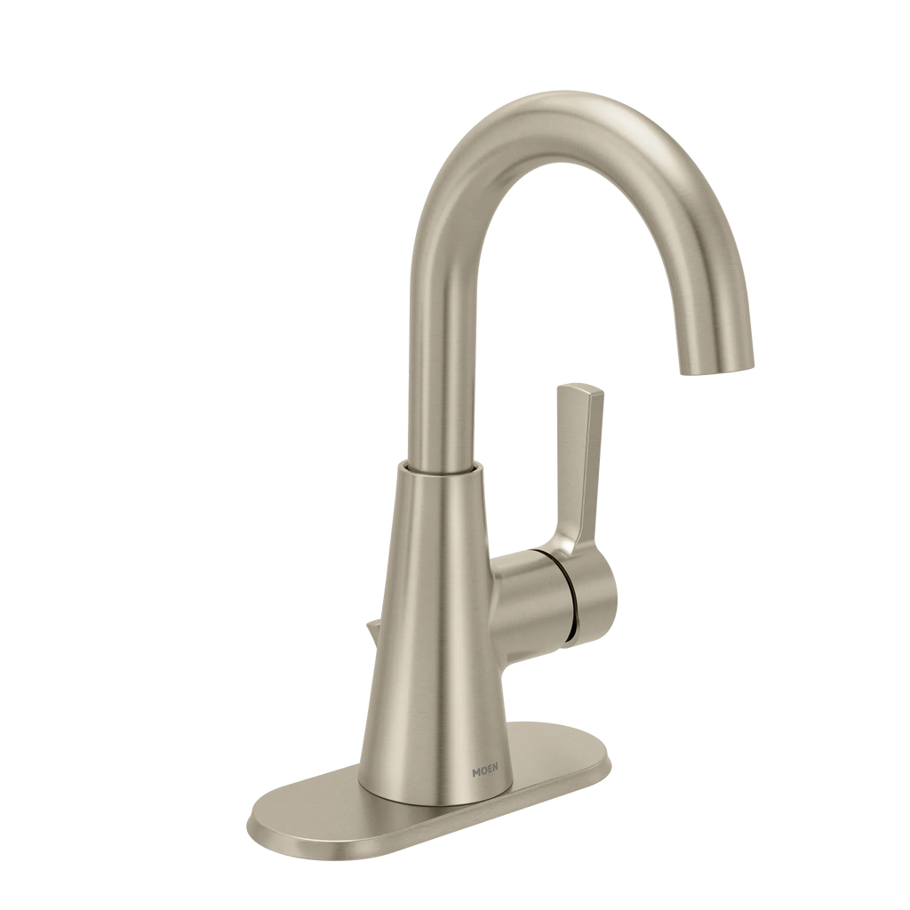 MOEN 64430BN Jase One-Handle Single Hole Bathroom Sink Faucet - Brushed Nickel
