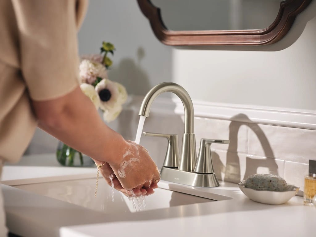 MOEN 64432BN Jase Two-Handle Centerset Bathroom Sink Faucet - Brushed Nickel