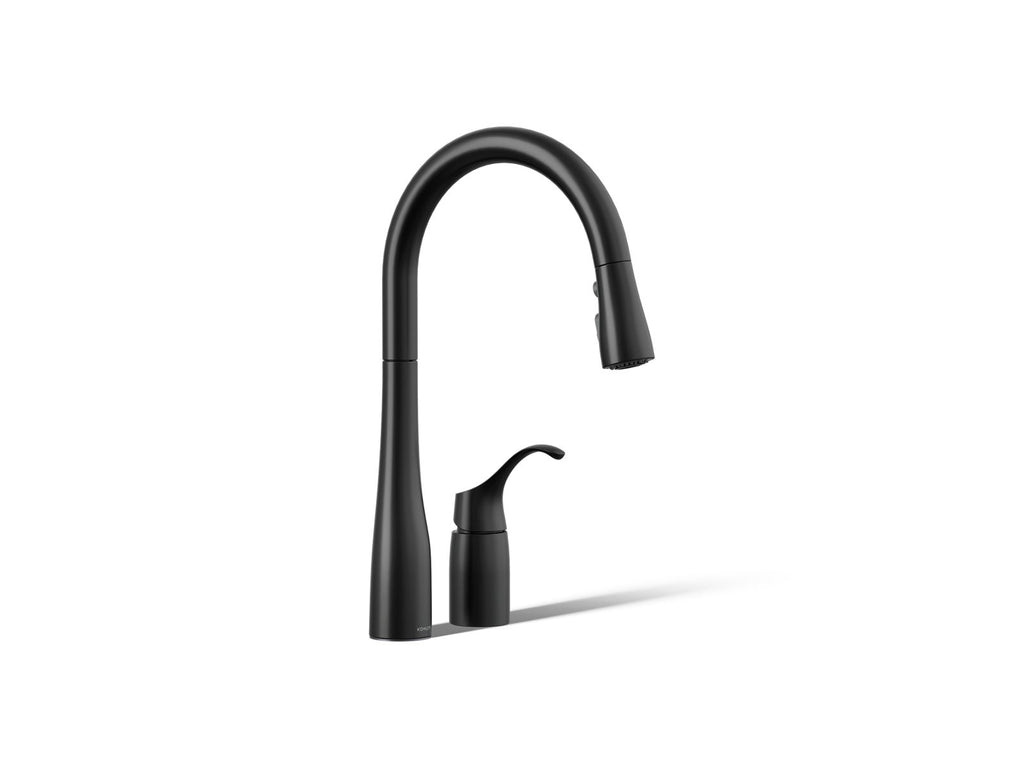 KOHLER K-647-BL Simplice Pull-Down Kitchen Sink Faucet With Three-Function Sprayhead - Matte Black
