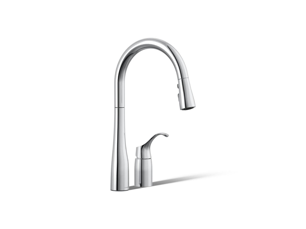KOHLER K-647-CP Simplice Pull-Down Kitchen Sink Faucet With Three-Function Sprayhead - Polished Chrome