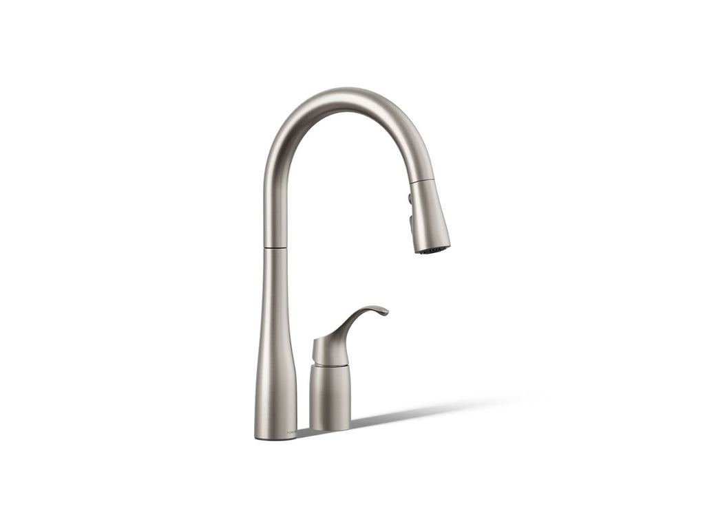 KOHLER K-647-VS Simplice Pull-Down Kitchen Sink Faucet With Three-Function Sprayhead - Vibrant Stainless