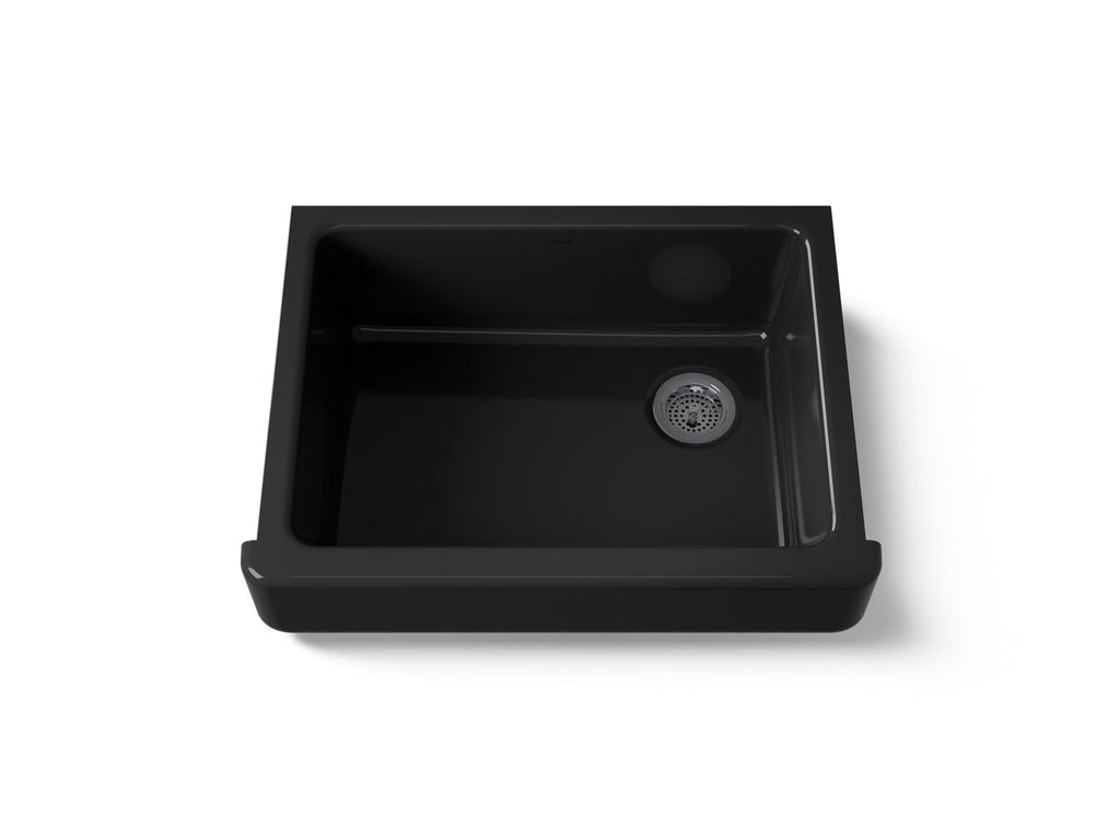 KOHLER K-6486-7 Whitehaven 29-1/2" Undermount Single-Bowl Farmhouse Kitchen Sink - Black Black