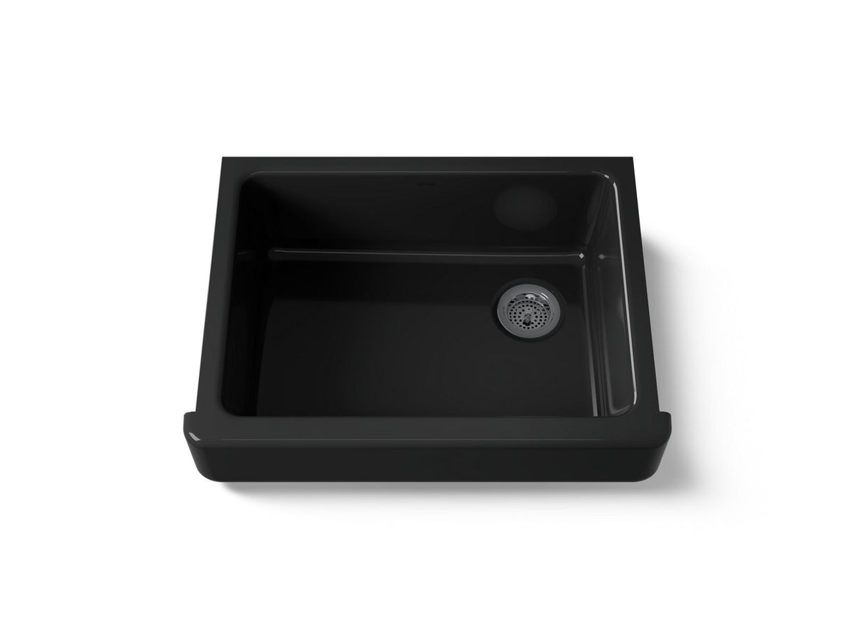 KOHLER K-6486-7 Whitehaven 29-1/2" Undermount Single-Bowl Farmhouse Kitchen Sink - Black Black