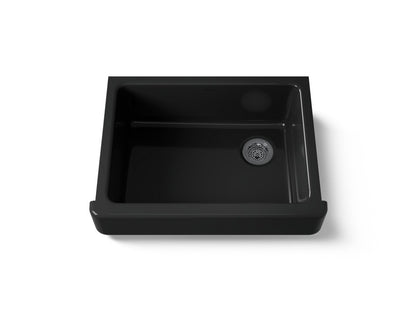 KOHLER K-6486-7 Whitehaven 29-1/2" undermount single-bowl farmhouse kitchen sink - Black Black