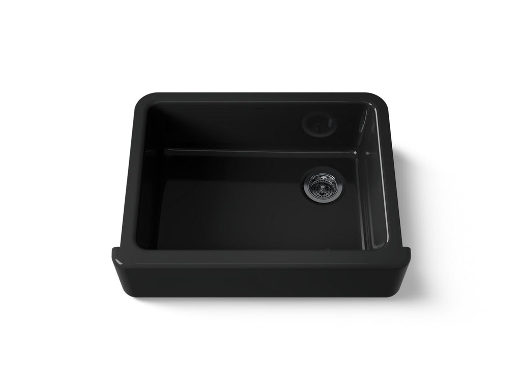 KOHLER K-6487-7 Whitehaven 29-3/4" Undermount Single-Bowl Farmhouse Kitchen Sink - Black Black