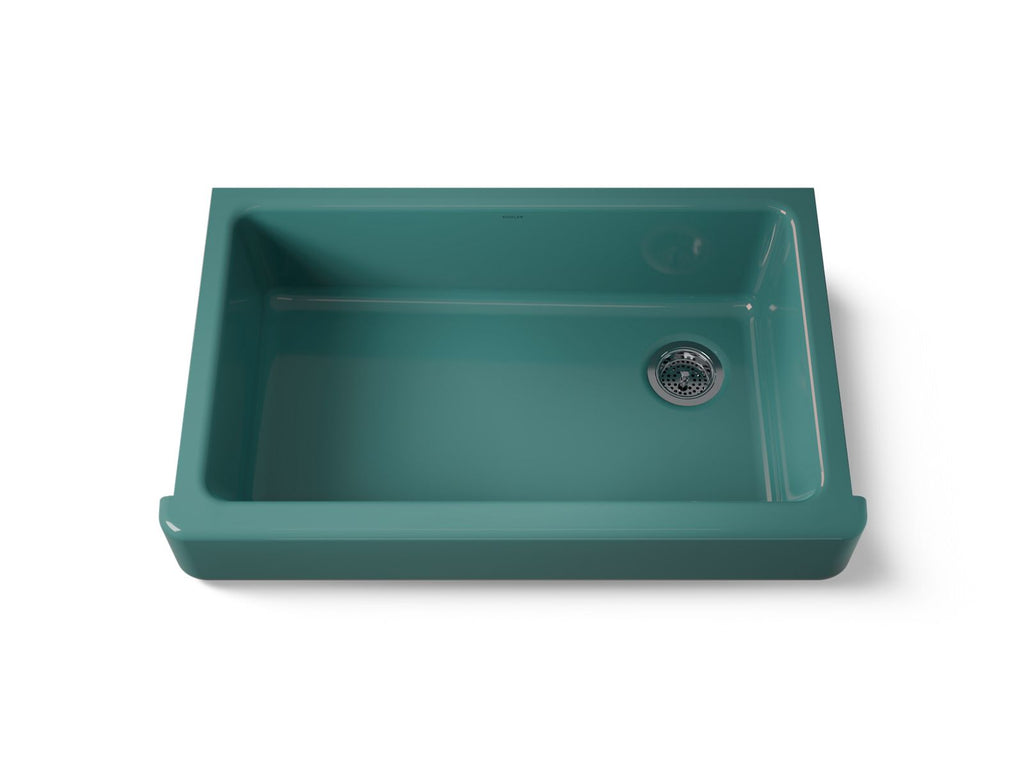 KOHLER K-6488-17 Whitehaven 35-1/2" Undermount Single-Bowl Farmhouse Kitchen Sink - Teal
