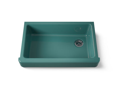 KOHLER K-6488-17 Whitehaven 35-1/2" undermount single-bowl farmhouse kitchen sink - Teal