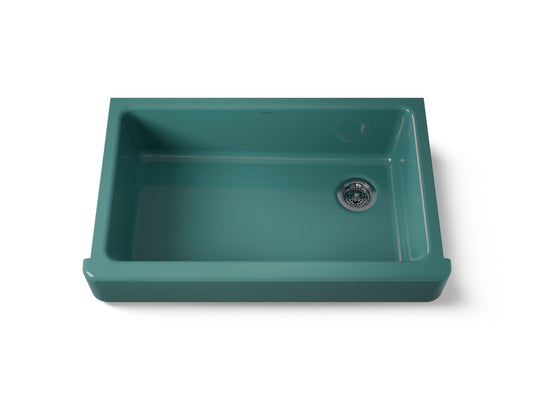 KOHLER K-6488-17 Whitehaven 35-1/2" undermount single-bowl farmhouse kitchen sink - Teal