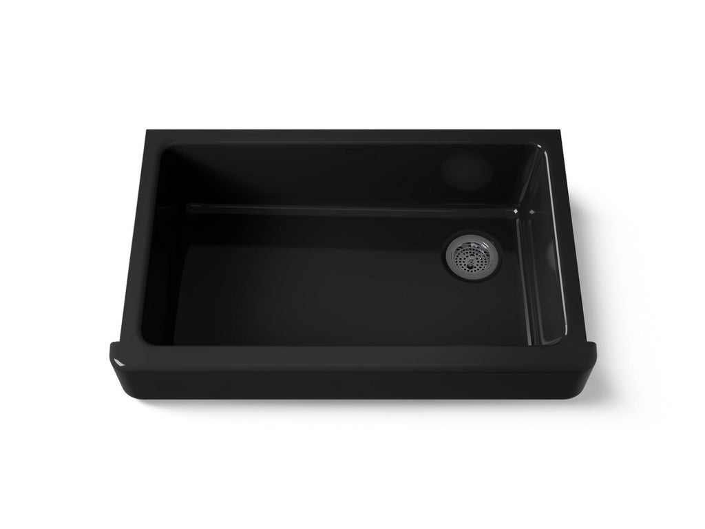 KOHLER K-6488-7 Whitehaven 35-1/2" Undermount Single-Bowl Farmhouse Kitchen Sink - Black Black