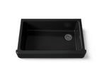 KOHLER K-6488-7 Whitehaven 35-1/2" Undermount Single-Bowl Farmhouse Kitchen Sink - Black Black