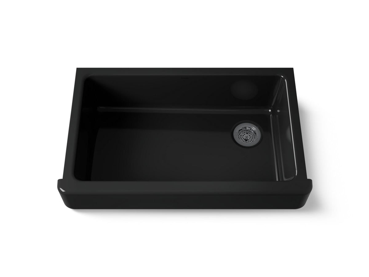KOHLER K-6488-7 Whitehaven 35-1/2" Undermount Single-Bowl Farmhouse Kitchen Sink - Black Black