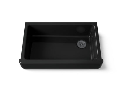 KOHLER K-6488-7 Whitehaven 35-1/2" undermount single-bowl farmhouse kitchen sink - Black Black