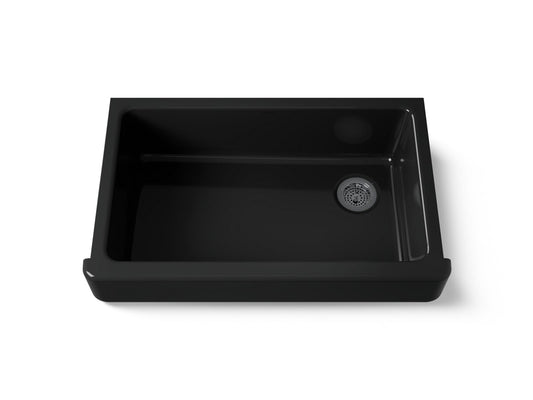 KOHLER K-6488-7 Whitehaven 35-1/2" undermount single-bowl farmhouse kitchen sink - Black Black