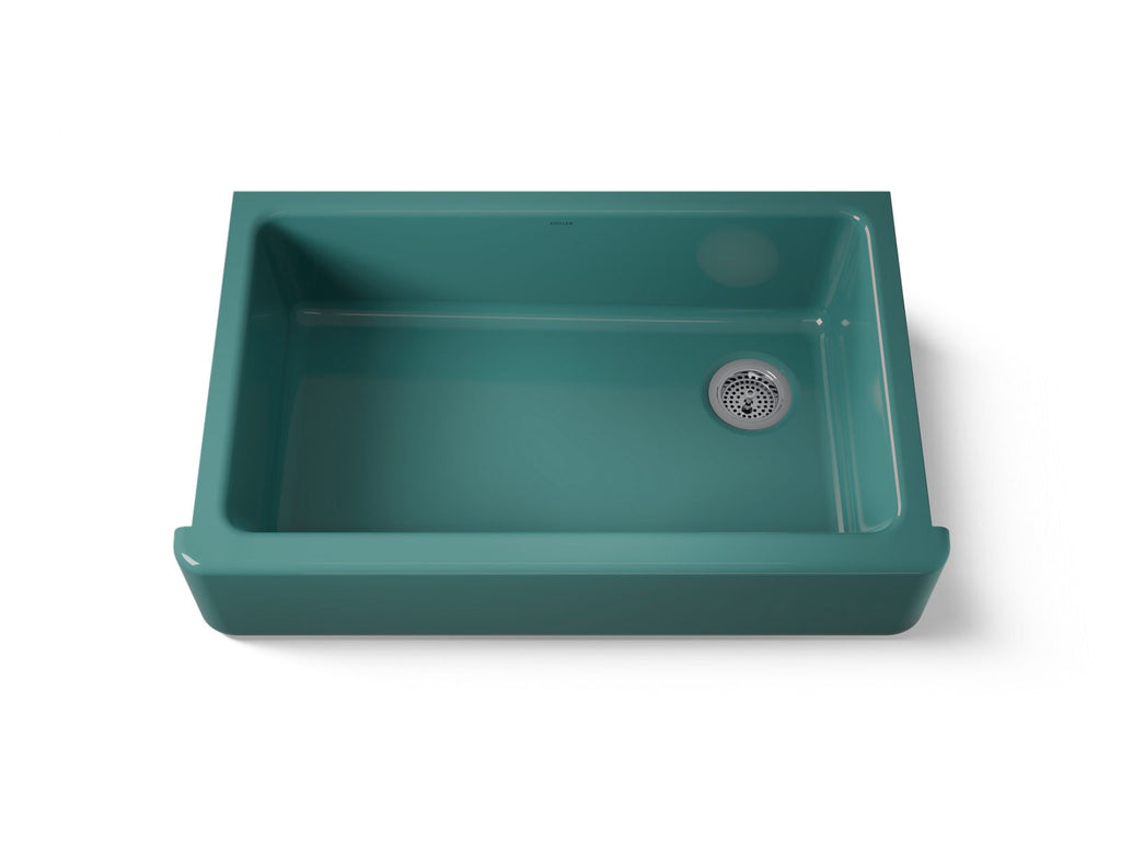 KOHLER K-6489-17 Whitehaven 35-3/4" Undermount Single-Bowl Farmhouse Kitchen Sink - Teal
