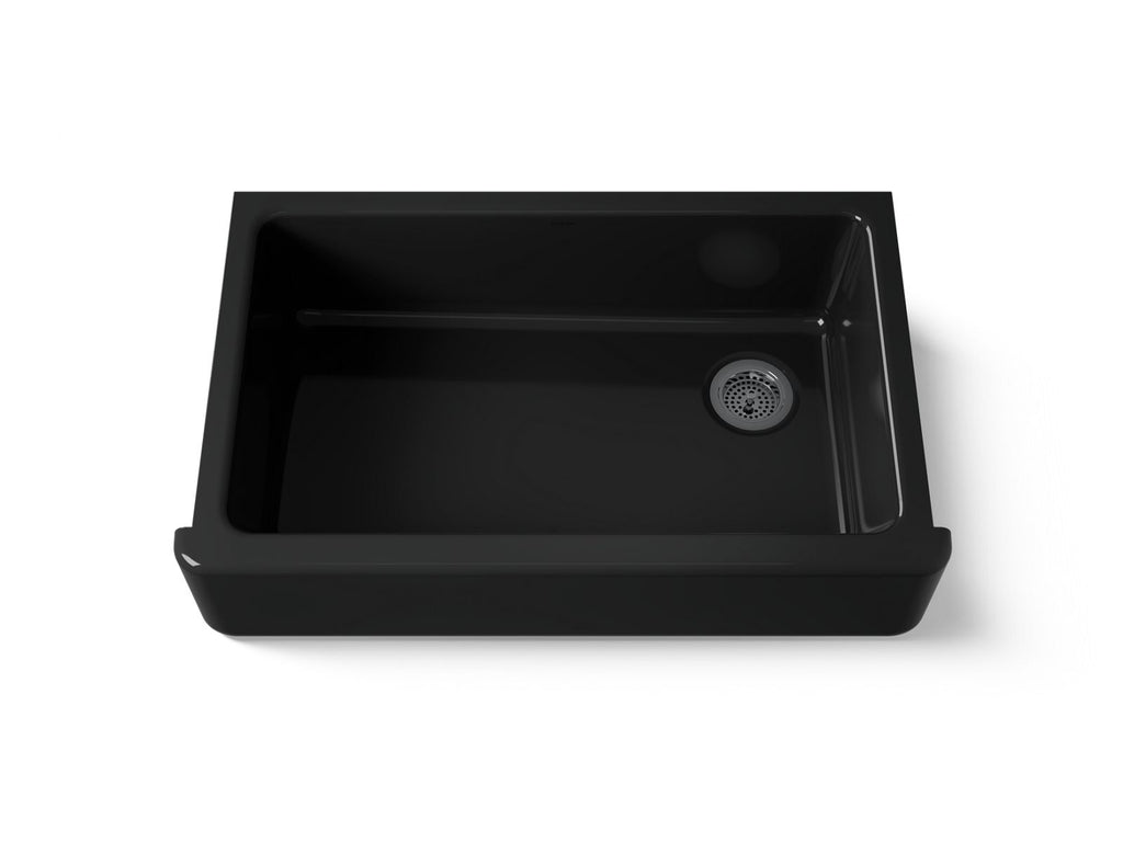 KOHLER K-6489-7 Whitehaven 35-3/4" Undermount Single-Bowl Farmhouse Kitchen Sink - Black Black