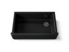 KOHLER K-6489-7 Whitehaven 35-3/4" Undermount Single-Bowl Farmhouse Kitchen Sink - Black Black